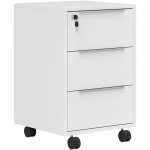 Caisson de bureau rangement bureau sur roulettes 3 tiroirs verrouillables 2 cl�s fournies panneaux blanc ...