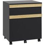 Caisson de bureau � roulettes avec 2 tiroirs coulissants trieur � dossiers 48 x 40 x 59, 5 cm noir