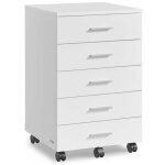 Caisson de bureau � roulettes meuble de rangement 40 x 42 x 65, 7 cm support pour imprimante avec 5 tiroirs ...