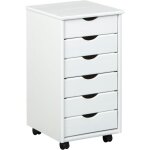 Caisson de bureau � roulettes ? avec tiroirs ? meuble de rangement mobile - pin massif - 6 tiroirs ? ...