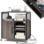 Costway caisson bureau avec station de charge, petit meuble de rangement � roulette, armoire verrouillable, ...