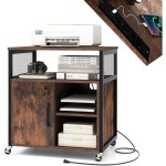 Costway caisson bureau avec station de charge, petit meuble de rangement � roulette, armoire verrouillable, ...