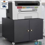 Caisson de bureau sur roulettes - support d'imprimante mobile - �tag�re r�glable avec porte - acier lamin� ...