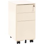 Caisson moderne en m�tal � roulettes pour bureau 3 tiroirs serrure � cl� beige clair bolsena