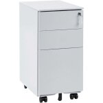 Caisson moderne en m�tal � roulettes pour bureau 3 tiroirs serrure � cl� gris clair bolsena
