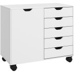 Caisson rangement bureau support d'imprimante 5 tiroirs porte tagre dim. 78l x 40l x 66h cm blanc