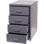Dcoshop26 - caisson  tiroirs armoire de bureau 48x28x41 cm 4 tiroirs en acier gris fonc 040008262