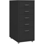 Caissons  tiroirs meuble de bureau sur roulettes 5 tiroirs 28 x 41 x 69 cm en mtal noir dec024579