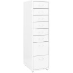 Dcoshop26 - caissons  tiroirs meuble de bureau sur roulettes 8 tiroirs 28 x 41 x 109 cm en mtal blanc ...