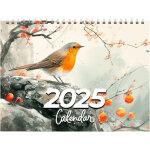 Calendrier 2025 birdie calendar, style peinture � l'encre de chine, calendrier mural, design exquis. ...