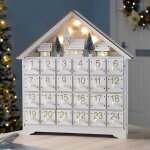 Calendrier de l'avent en bois de no�l avec tiroirs, �clairage led r�utilisable, compte � rebours de 24 ...