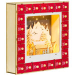 Calendrier de l'avent led en bois - 24 tiroirs  remplir - villages, montagnes, forts, rennes, toiles ...