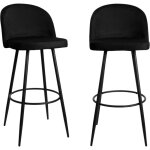 Calicosy - lot de 2 chaises de bar velours l52 cm - houndi