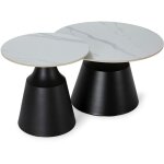 Calicosy - lot de 2 tables basse rondes blanc brillant - riley Calicosy - lot de 2 tables basse rondes blanc brillant - riley