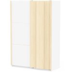 Calicosy - armoire 2 portes coulissantes dcor blanc et chne de fil l140, 1 cm - heva