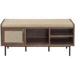 Calicosy - banc d'entre dcor noyer 1 porte avec faade en tissu jetson