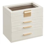 Calicosy - bote  bijoux 1 compartiment vitr et 3 tiroirs blanche