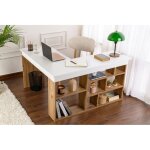 Calicosy - bureau d'angle avec rangements dcor blanc et pin atlantique l130 cm - vesper