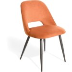 Calicosy - chaise repas 50x58x81, 5 cm en velours orange et métal noir Calicosy - chaise repas 50x58x81, 5 cm en velours orange et métal noir