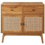 Calicosy - commode 2 portes en rotin et 2 tiroirs l90 cm - alia