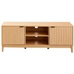 Calicosy - meuble tv 2 niches et 2 portes aux fa�ades effet vague l140 cm - bologne