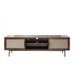 Calicosy - meuble tv d�cor noyer avec fa�ades en tissu l140 cm - jetson