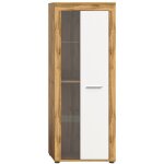 Calicosy - meuble vitrine 1 porte vitre blanc et chne wotan h159 cm - aosta