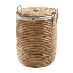 Panier à linge avec housse en tissu et couvercle - h65 cm - calicosy Panier à linge avec housse en tissu et couvercle - h65 cm - calicosy