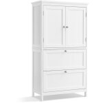 Vasagle - calicosy - petit meuble de rangement 2 portes et 2 tiroirs blanc - h110 cm Vasagle - calicosy - petit meuble de rangement 2 portes et 2 tiroirs blanc - h110 cm