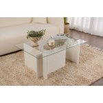 Calicosy - table basse verre fixe gigogne rectangulaire bois en blanc 105x65x40 cm pour salon ou bureau ... Calicosy - table basse verre fixe gigogne rectangulaire bois en blanc 105x65x40 cm pour salon ou bureau ...