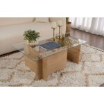Calicosy - table basse verre fixe gigogne rectangulaire bois en chêne 105x65x40 cm pour salon ou bureau ... Calicosy - table basse verre fixe gigogne rectangulaire bois en chêne 105x65x40 cm pour salon ou bureau ...