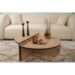 Calicosy - table basse gigogne ronde bois en ch�ne miel et noir, deux pi�ces, 90x30x60 cm et 85x35x30 ...