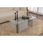 Calicosy - table basse verre fixe gigogne rectangulaire bois en gris 105x65x40 cm pour salon ou bureau ... Calicosy - table basse verre fixe gigogne rectangulaire bois en gris 105x65x40 cm pour salon ou bureau ...