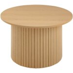 Calicosy - table basse ronde avec pied � lattes d�cor bois - elie