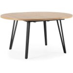 Calicosy - table ronde extensible de 120  150 cm avec pieds en mtal noir - cleo
