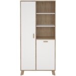 Calicosy - vitrine 2 portes, 3 niches décor chêne et blanc h188 cm - storm Calicosy - vitrine 2 portes, 3 niches décor chêne et blanc h188 cm - storm