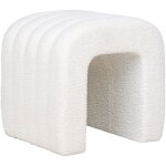 Caline - pouf design en tissu boucl� peluche blanc