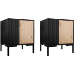 Bestmobilier - cambridge - lot de 2 tables de chevet - effet bois et noir - 44 cm Bestmobilier - cambridge - lot de 2 tables de chevet - effet bois et noir - 44 cm