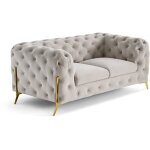 Lisa design - camden - canapé 2 places chesterfield en velours - pieds en métal doré Lisa design - camden - canapé 2 places chesterfield en velours - pieds en métal doré