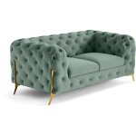 Lisa design - camden - canapé 2 places chesterfield en velours - pieds en métal doré Lisa design - camden - canapé 2 places chesterfield en velours - pieds en métal doré