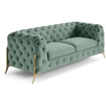 Lisa design - camden - canapé 3 places chesterfield en velours - pieds en métal doré Lisa design - camden - canapé 3 places chesterfield en velours - pieds en métal doré