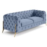 Lisa design - camden - canapé 3 places chesterfield en velours - pieds en métal doré Lisa design - camden - canapé 3 places chesterfield en velours - pieds en métal doré