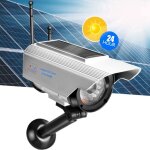 Camra factice argente de surveillance de scurit extrieure de camra led d'nergie solaire