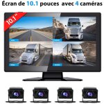 Cam�ra de recul avec 4 cam�ras de recul hd + �cran divis� 10, 1 pouces pour camions et bus kfw