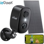 Cam�ra de s�curit� solaire ext�rieure iegeek avec projecteur et sir�ne, sans fil, wifi, vision nocturne ...