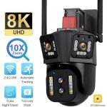 Camera de surveillance 16mp , 8k zoom 10x a l'exterieur quatre objectifs trois ecrans ptz camera wifi ...