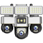 Cam�ras de surveillance 3 en 1 4g 3 pouces 2 m�gapixels � double source lumineuse + lampadaires, d�tection ...