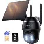 Camra de surveillance extrieure sans fil 4g lte cooau - camra solaire 2k 3mp avec carte sim (sans ...