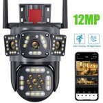 Cam�ra surveillance wifi ext�rieure 6k 12mp hd pan 355� / tilt 90�, vision nocturne couleur, audio bidirection ...