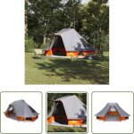 Camping - tente tipi avec toit gris et orange 466 x 310 x 240 cm taffetas